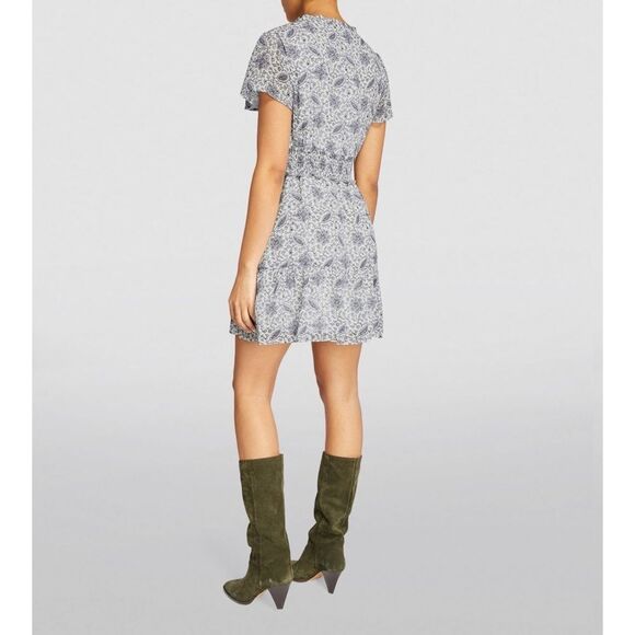 PAIGE Silk Georgette Giannina Mini Dress White/Periwinkle Size XS - Picture 5 of 13